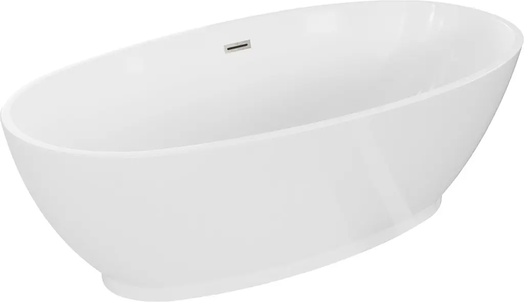 MEXEN/S Bilbao volně stojící vana 180 x 90, bílá, sifon a přepad nikl kartáčovaná 51311809000-97