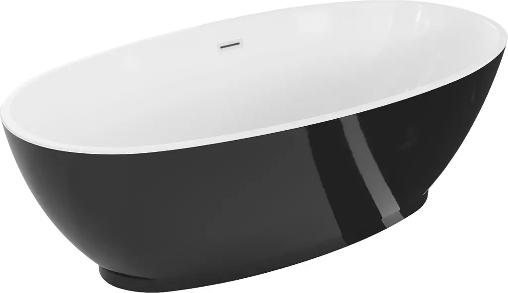 MEXEN/S Bilbao volně stojící vana 180 x 90, bílá/černá, sifon a přepad bílá 51311809075-20