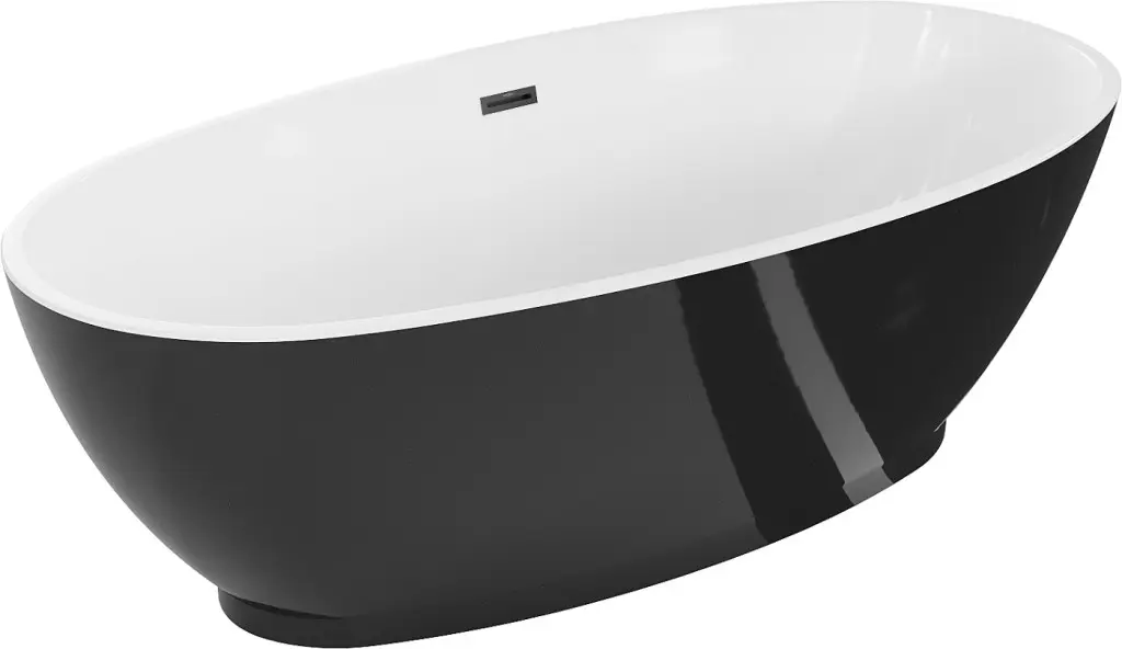 MEXEN/S Bilbao volně stojící vana 180 x 90, bílá/černá, sifon a přepad černá 51311809075-70