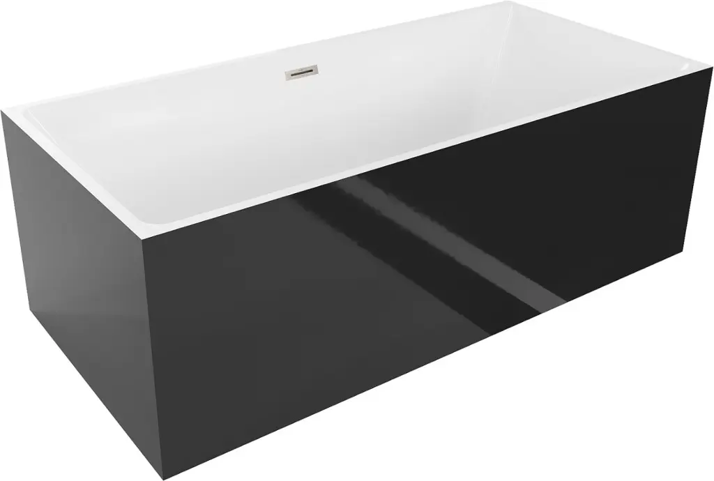 MEXEN/S Nita volně stojící vana 170 x 80, bílá/černá, sifon a přepad nikl kartáčovaná 52091708075-97