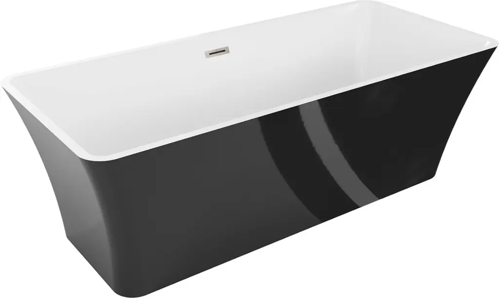 MEXEN/S Tonia volně stojící vana 170 x 75, bílá/černá, sifon a přepad nikl kartáčovaná 52171707575-97