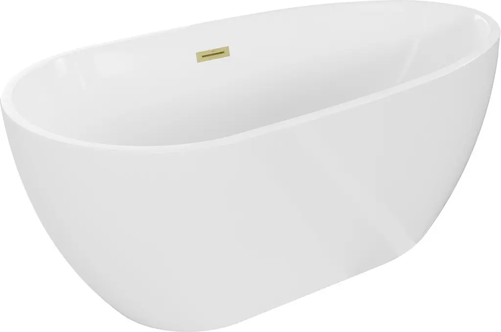 MEXEN/S Eos volně stojící vana 150 x 75, bílá, sifon a přepad zlatá kartáčovaná 52471507500-55