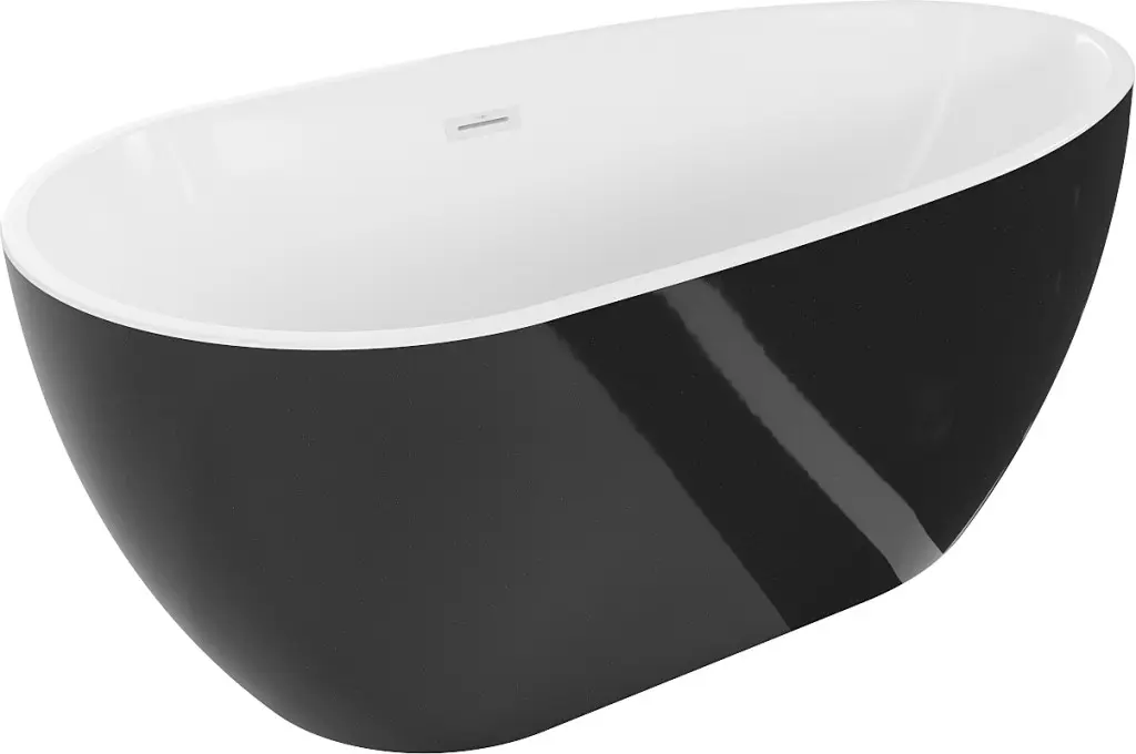 MEXEN/S Eos volně stojící vana 150 x 75, bílá/černá, sifon a přepad bílá 52471507575-20