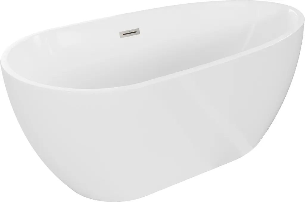 MEXEN/S Eos volně stojící vana 170 x 75, bílá, sifon a přepad nikl kartáčovaná 52471707500-97