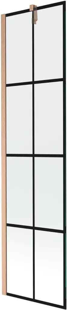 MEXEN/S Next vanová zástěna FIX 50 x 150, černá vzor, měď kartáčovaná 895-050-000-00-70-77 895-050-000-00-77-65