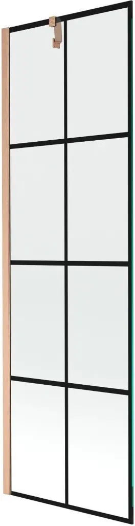 MEXEN/S Next vanová zástěna FIX 60 x 150, černá vzor, měď kartáčovaná 895-060-000-00-70-77 895-060-000-00-77-65