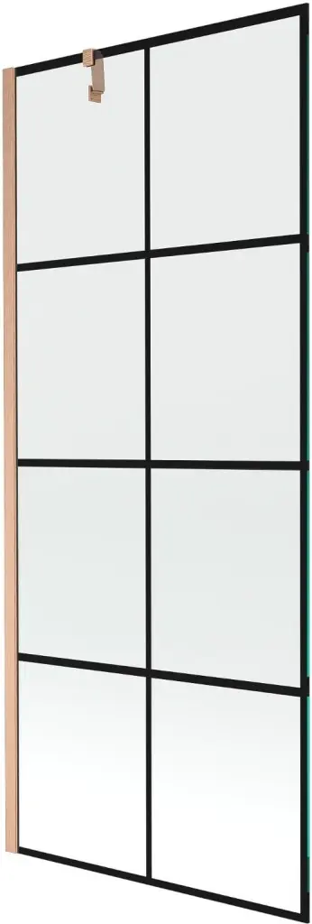 MEXEN/S Next vanová zástěna FIX 80 x 150, černá vzor, měď kartáčovaná 895-080-000-00-70-77 895-080-000-00-77-65