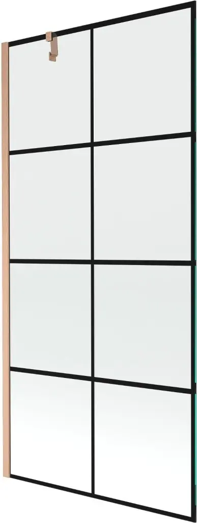 MEXEN/S Next vanová zástěna FIX 90 x 150, černá vzor, měď kartáčovaná 895-090-000-00-70-77 895-090-000-00-77-65