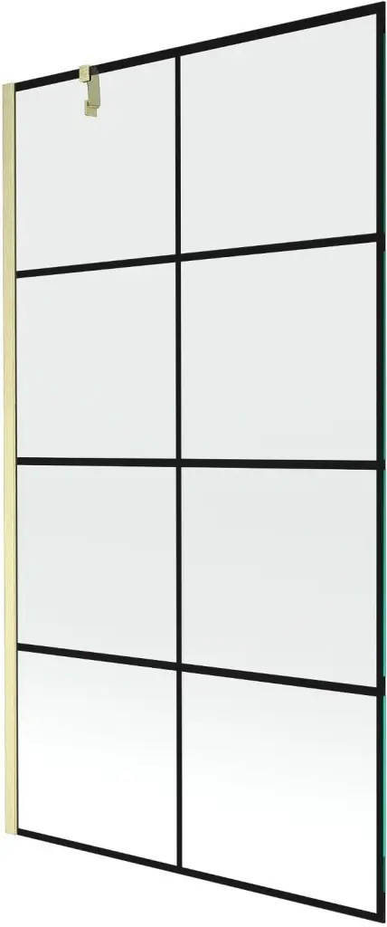 MEXEN/S Next vanová zástěna FIX 100 x 150, černá vzor, zlatá kartáčovaná 895-100-000-00-77-55