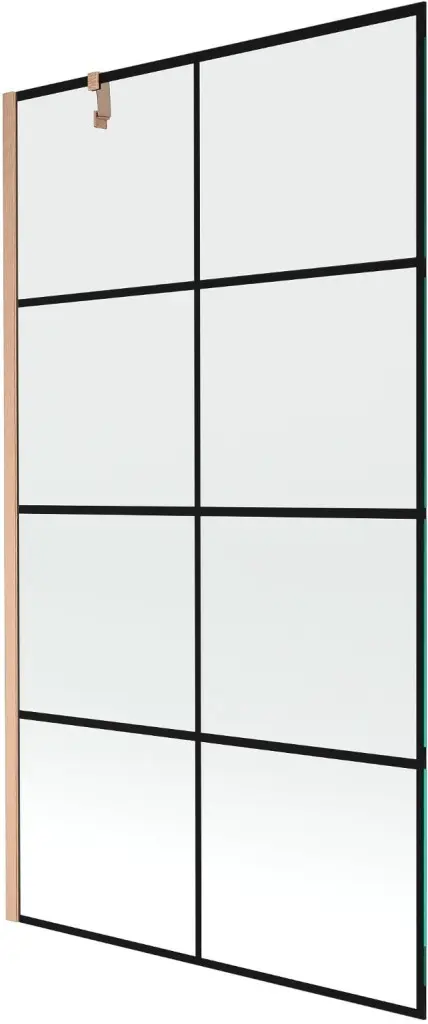 MEXEN/S Next vanová zástěna FIX 100 x 150, černá vzor, měď kartáčovaná 895-100-000-00-70-77 895-100-000-00-77-65
