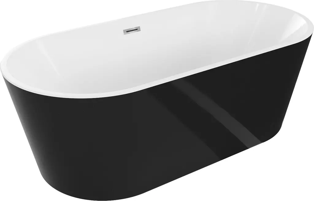 MEXEN/S Luna vana volně stojící 150 x 75, bílá/černá, sifon a přepad chrom 52031507575-01