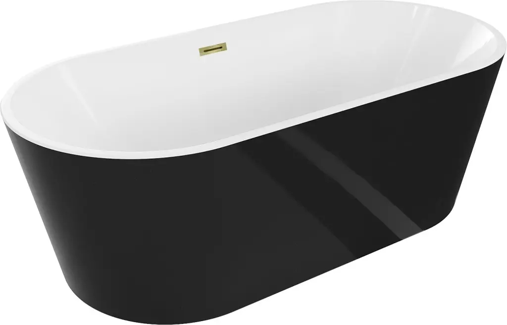 MEXEN/S Luna vana volně stojící 170 x 80, bílá/černá, sifon a přepad zlatá 52031708075-50