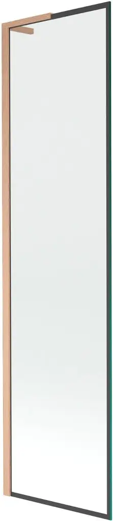 MEXEN/S Next L vanová zástěna FIX 50 x 150, černá vzor,  měď kartáčovaná 895-050-000-03-70-65