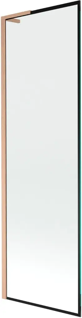 MEXEN/S Next L vanová zástěna FIX 60 x 150, černá vzor,  měď kartáčovaná 895-060-000-03-70-65