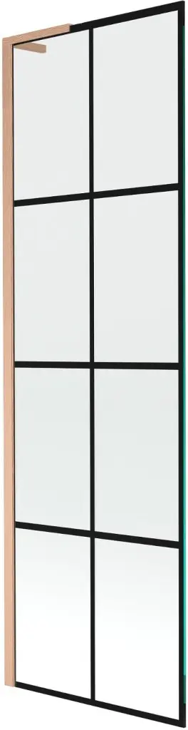 MEXEN/S Next L vanová zástěna FIX 60 x 150, černá vzor,  měď kartáčovaná 895-060-000-03-77-65