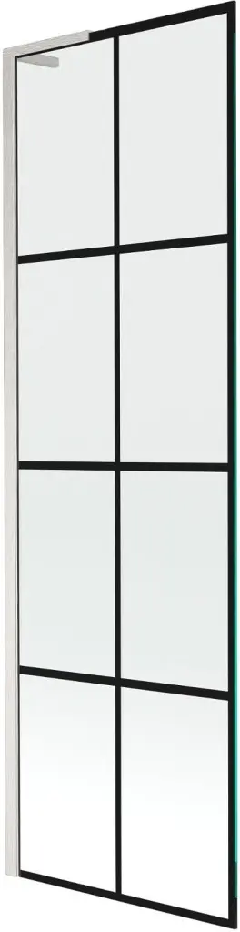 MEXEN/S Next L vanová zástěna FIX 60 x 150, černá vzor, nikl kartáčovaná 895-060-000-03-77-97