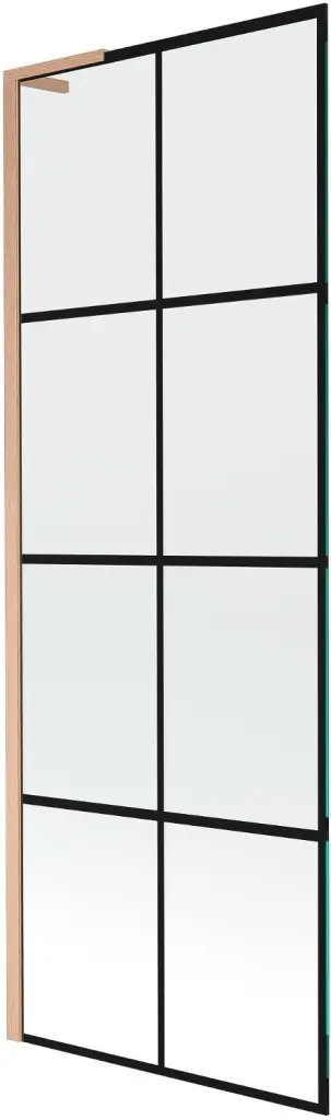 MEXEN/S Next L vanová zástěna FIX 70 x 150, černá vzor,  měď kartáčovaná 895-070-000-03-77-65