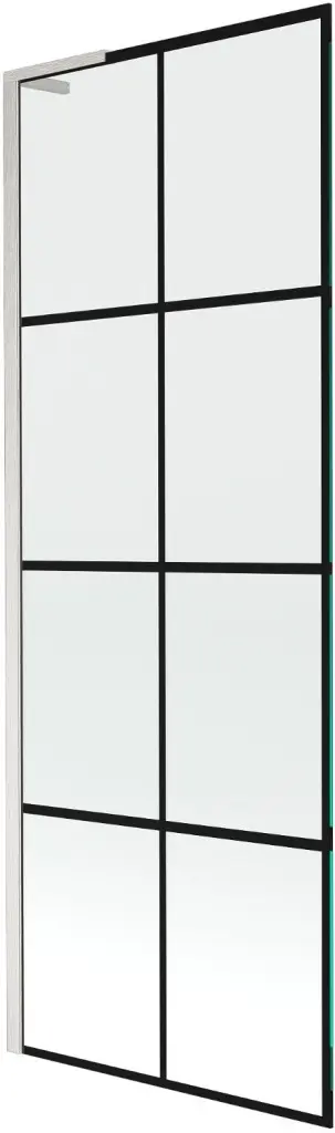 MEXEN/S Next L vanová zástěna FIX 70 x 150, černá vzor, nikl kartáčovaná 895-070-000-03-77-97