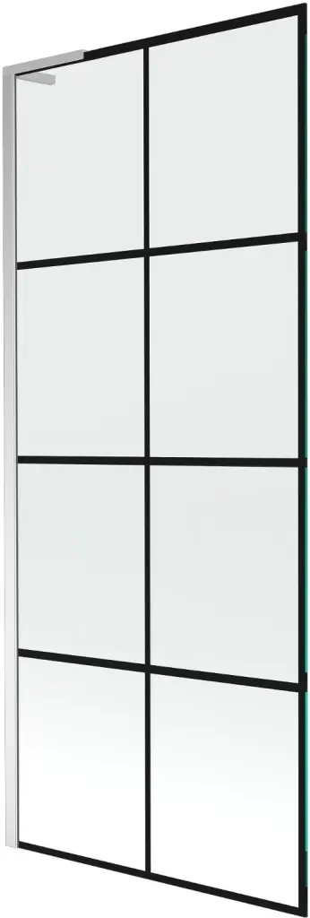 MEXEN/S Next L vanová zástěna FIX 80 x 150, černá vzor, chrom 895-080-000-03-77-01