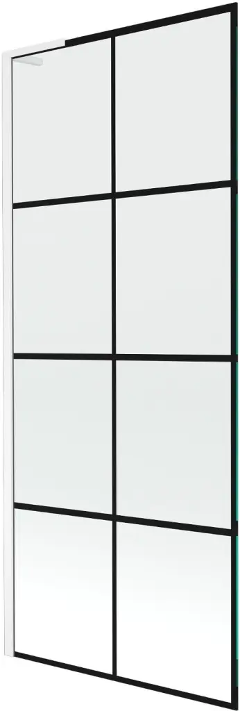 MEXEN/S Next L vanová zástěna FIX 80 x 150, černá vzor, bílá 895-080-000-03-77-20