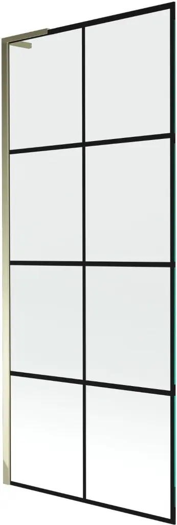 MEXEN/S Next L vanová zástěna FIX 80 x 150, černá vzor, zlatá 895-080-000-03-77-50