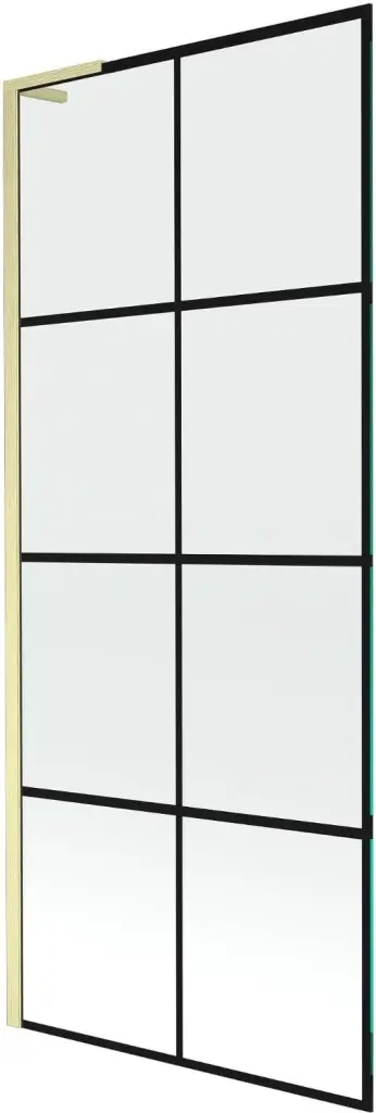 MEXEN/S Next L vanová zástěna FIX 80 x 150, černá vzor, zlatá kartáčovaná 895-080-000-03-77-55