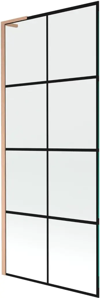 MEXEN/S Next L vanová zástěna FIX 80 x 150, černá vzor,  měď kartáčovaná 895-080-000-03-77-65
