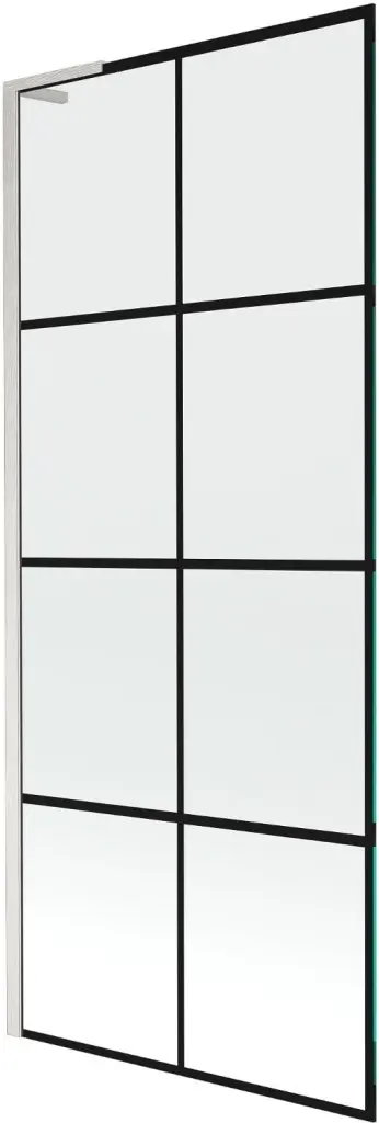 MEXEN/S Next L vanová zástěna FIX 80 x 150, černá vzor, nikl kartáčovaná 895-080-000-03-77-97