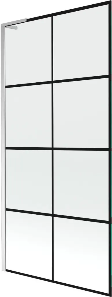 MEXEN/S Next L vanová zástěna FIX 90 x 150, černá vzor, chrom 895-090-000-03-77-01