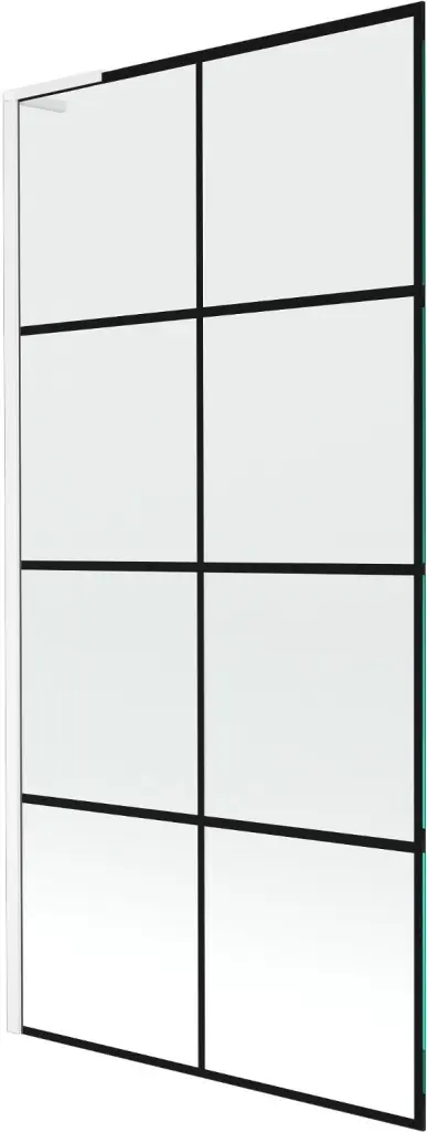 MEXEN/S Next L vanová zástěna FIX 90 x 150, černá vzor, bílá 895-090-000-03-77-20