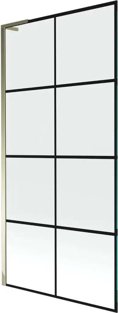 MEXEN/S Next L vanová zástěna FIX 90 x 150, černá vzor, zlatá 895-090-000-03-77-50