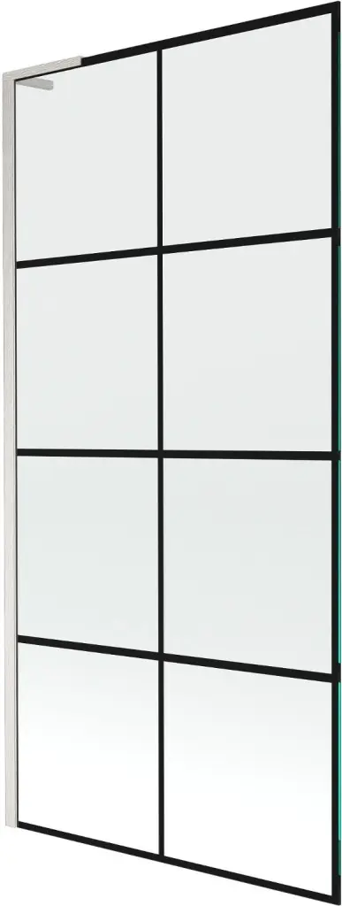 MEXEN/S Next L vanová zástěna FIX 90 x 150, černá vzor, nikl kartáčovaná 895-090-000-03-77-97