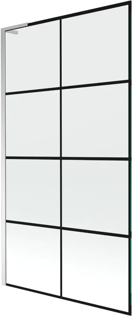 MEXEN/S Next L vanová zástěna FIX 100 x 150, černá vzor, chrom 895-100-000-03-77-01
