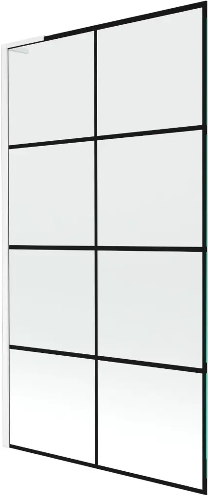 MEXEN/S Next L vanová zástěna FIX 100 x 150, černá vzor, bílá 895-100-000-03-77-20