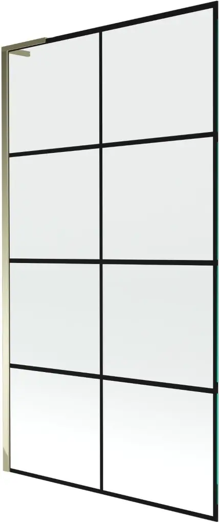 MEXEN/S Next L vanová zástěna FIX 100 x 150, černá vzor, zlatá 895-100-000-03-77-50