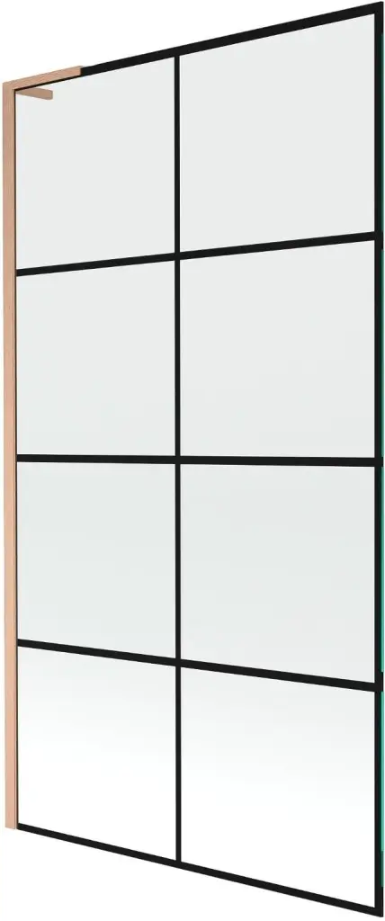 MEXEN/S Next L vanová zástěna FIX 100 x 150, černá vzor,  měď kartáčovaná 895-100-000-03-77-65