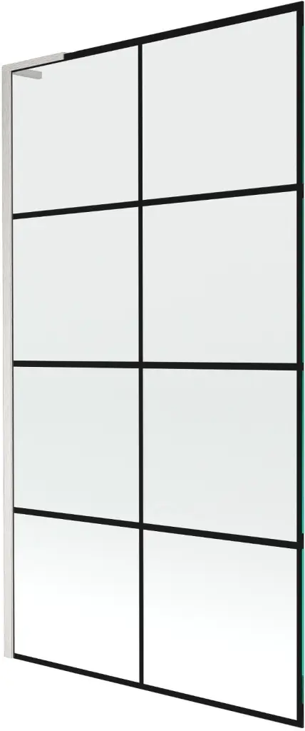 MEXEN/S Next L vanová zástěna FIX 100 x 150, černá vzor, nikl kartáčovaná 895-100-000-03-77-97