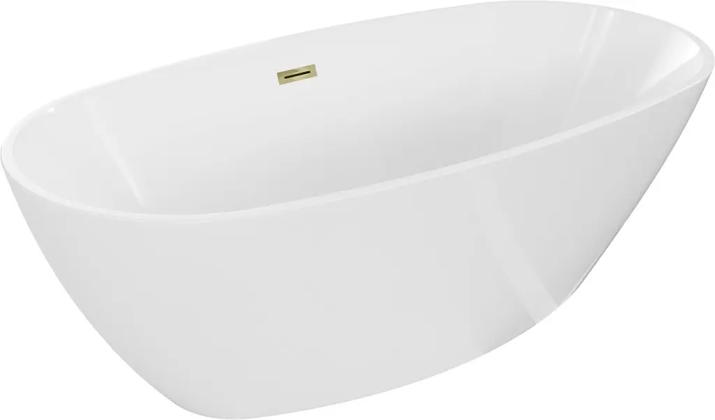 MEXEN/S Eris volně stojící vana 155 x 80, bílá, sifon a přepad zlatá 53441558000-50