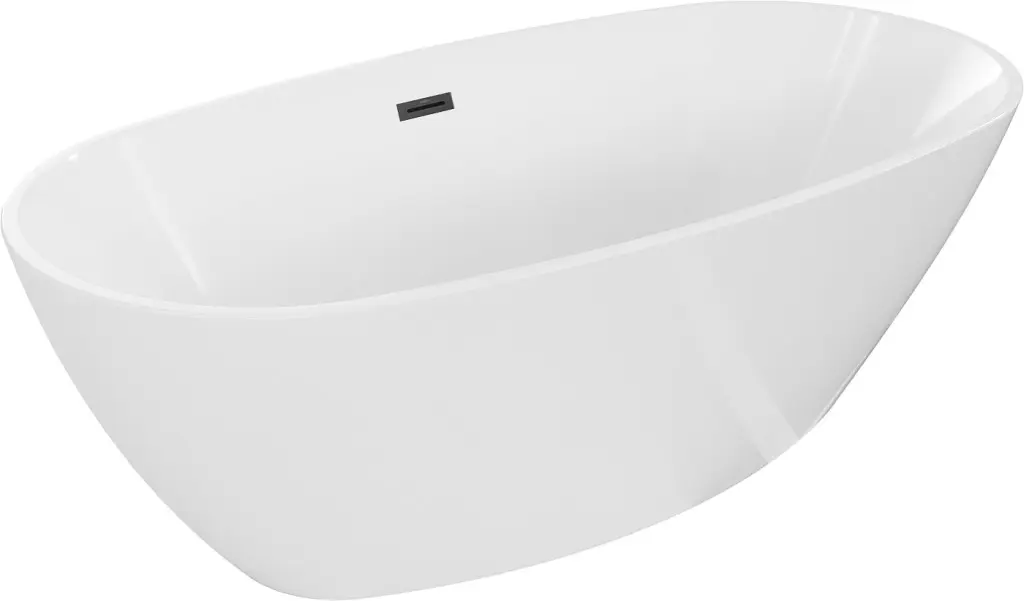 MEXEN/S Eris volně stojící vana 180 x 80, bílá, sifon a přepad černá 53441808000-70