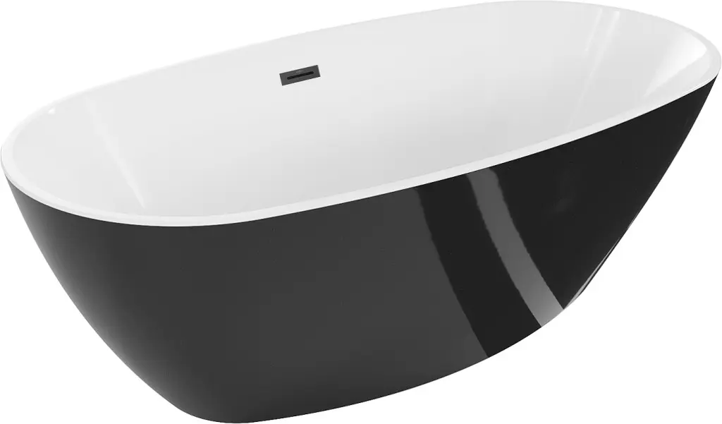 MEXEN/S Eris volně stojící vana 180 x 80, bílá/černá, sifon a přepad černá 53441808075-70