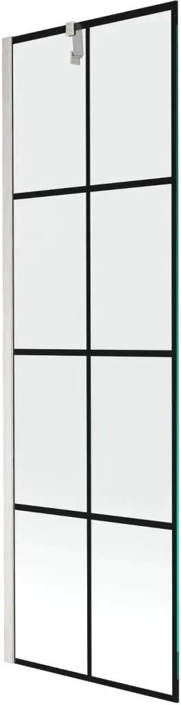 MEXEN/S Next vanová zástěna FIX 60 x 150, černá vzor, nikl kartáčovaná 895-060-000-00-77-97