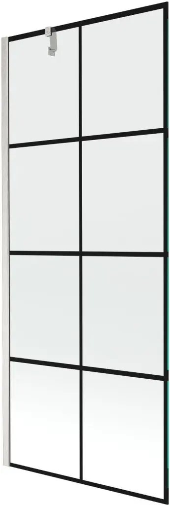 MEXEN/S Next vanová zástěna FIX 80 x 150, černá vzor, nikl kartáčovaná 895-080-000-00-77-97