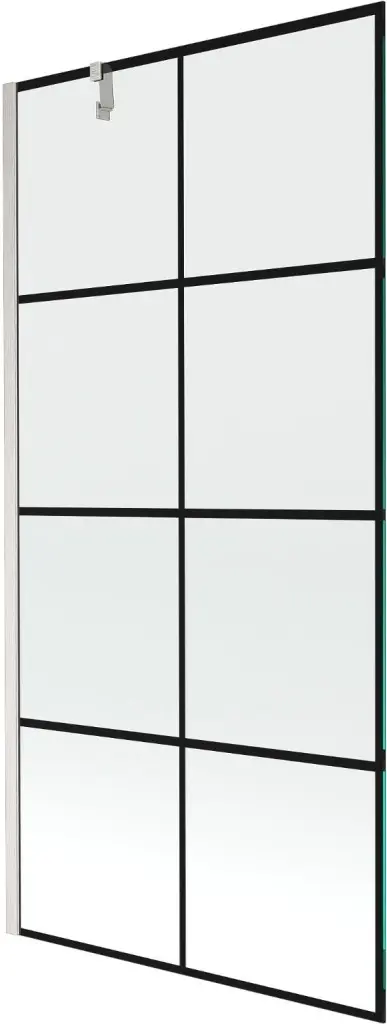 MEXEN/S Next vanová zástěna FIX 90 x 150, černá vzor, nikl kartáčovaná 895-090-000-00-77-97