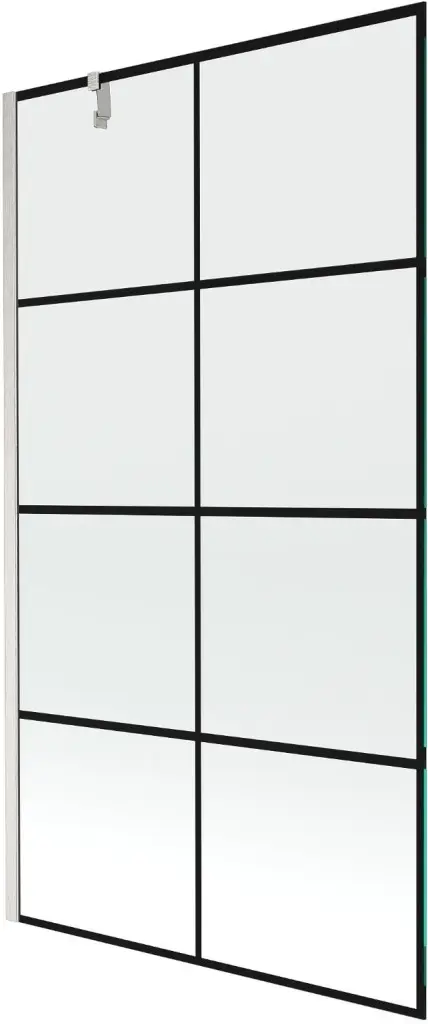 MEXEN/S Next vanová zástěna FIX 100 x 150, černá vzor, nikl kartáčovaná 895-100-000-00-77-97