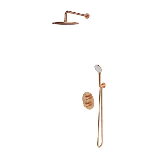 OMNIRES Sprchový set s termostatem pod omítku, s tělesem, průměr 25 cm, 5 proudů, kartáčovaná měď SYSYT05CPB