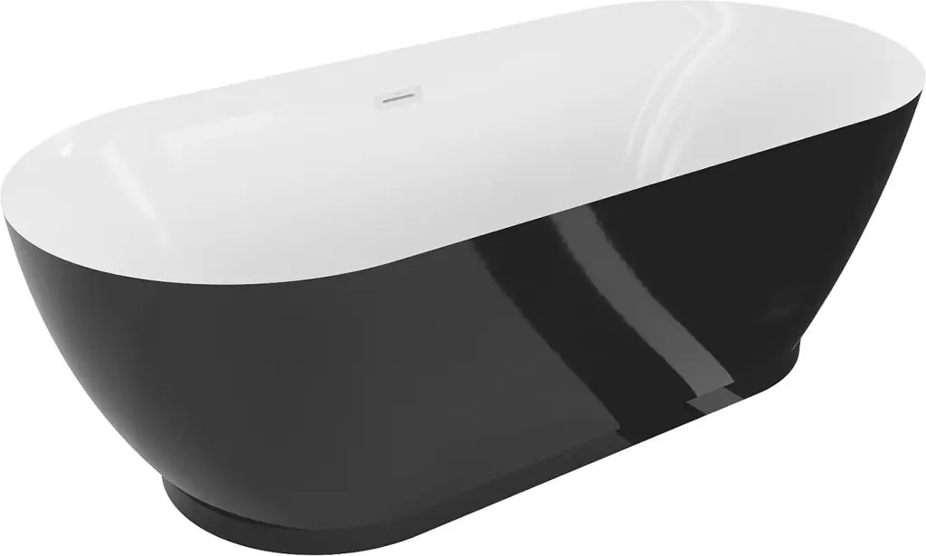 MEXEN/S Roxy volně stojící vana 180 x 85, bílá/černá, sifon a přepad bílá 51201808575-20