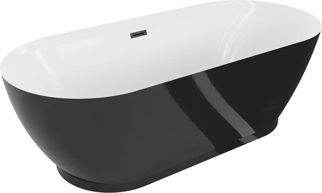 MEXEN/S Roxy volně stojící vana 180 x 85, bílá/černá, sifon a přepad černá 51201808575-70