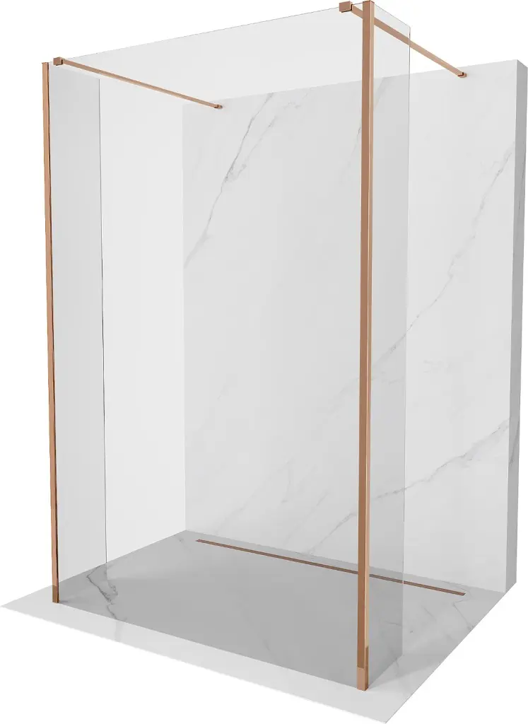 MEXEN/S Kioto Sprchová zástěna WALK-IN volněstojící 115 x 30 x 30, transparent, růžové zlato 800-115-030-222-60-00-030