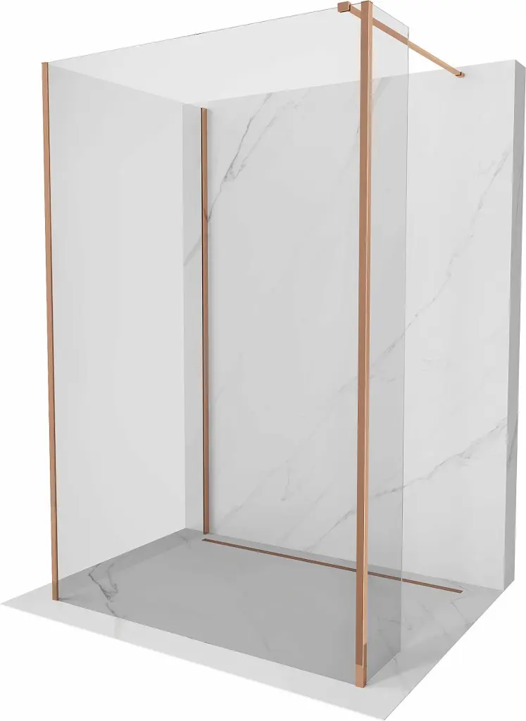 MEXEN/S Kioto Sprchová zástěna WALK-IN 115 x 90 x 30, transparent, růžové zlato 800-115-090-221-60-00-030