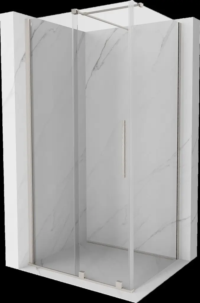 MEXEN/S Velar sprchový kout, posuvné dveře 90 x 75, transparent, nikl kartáčovaná 871-090-075-01-97